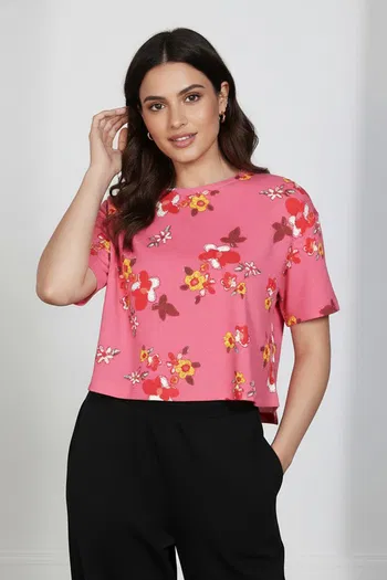 Buy Zivame 2 Mile Fashion Knit Cotton Loungewear Top - Flowering Ginger